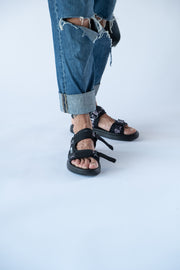 Sandale barbati negre material textil
