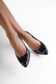 Pantofi dama cu toc mic piele naturala neagra