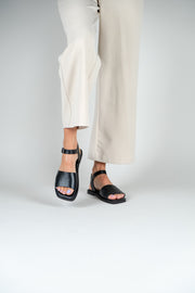 Sandale dama piele naturala neagra cu talpa joasa