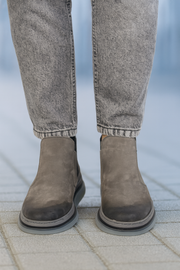 Ghete Casual Barbati din Piele Intoarsa Gri - ZENO