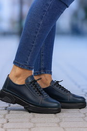 Pantofi Sport Dama din Piele Bleumarin - AZIZ