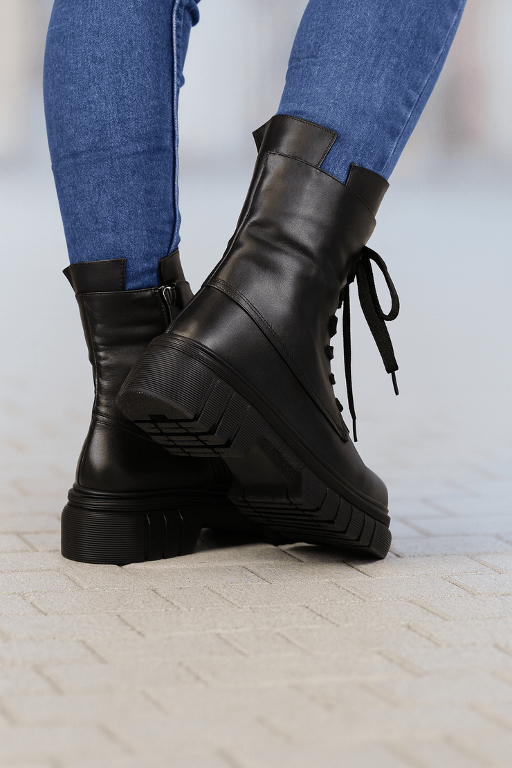 Bocanci Casual Dama din Piele Negre - FAWEGhete damaBigiottos Shoes