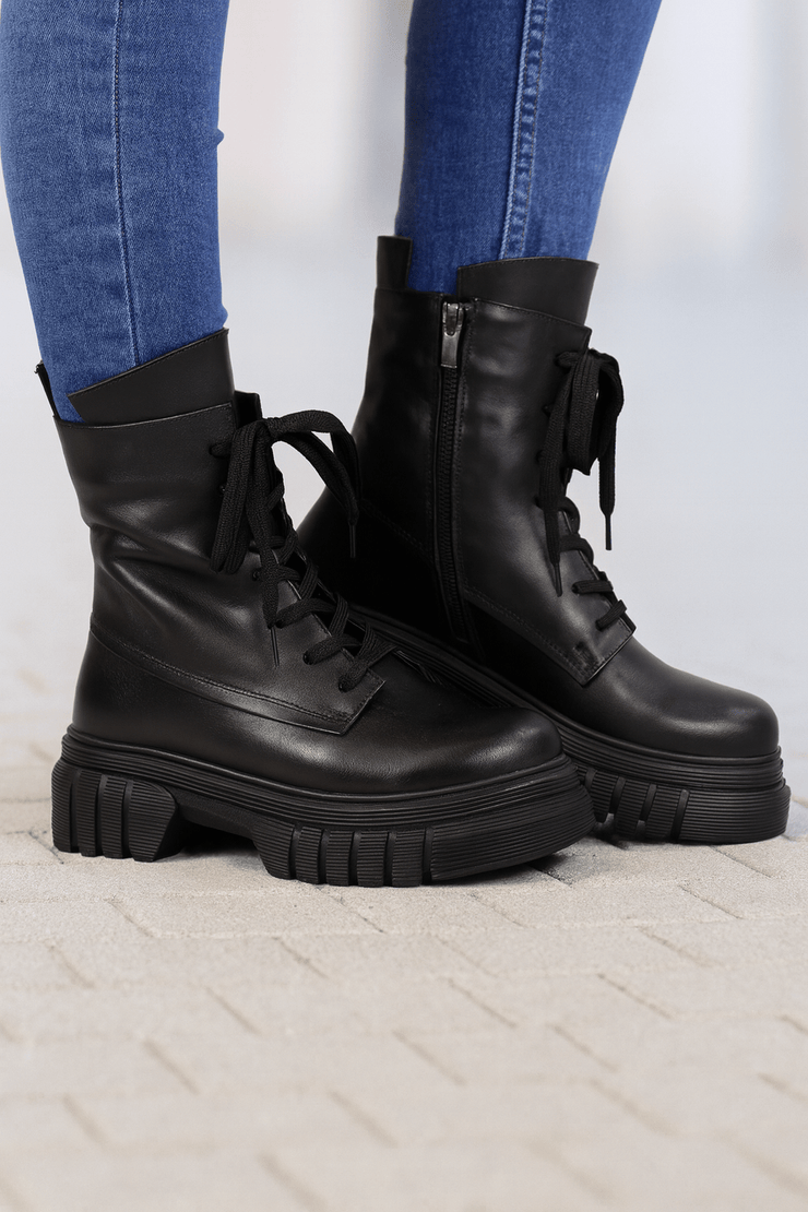 Bocanci Casual Dama din Piele Negre - FAWEGhete damaBigiottos Shoes