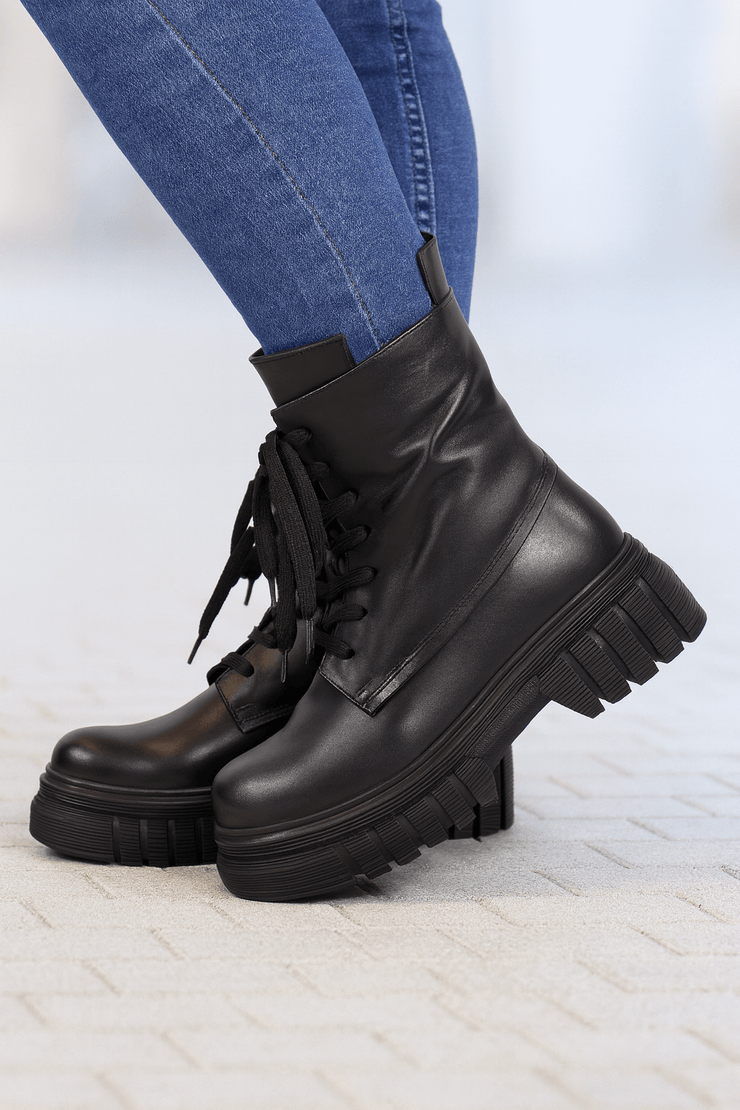 Bocanci Casual Dama din Piele Negre - FAWEGhete damaBigiottos Shoes