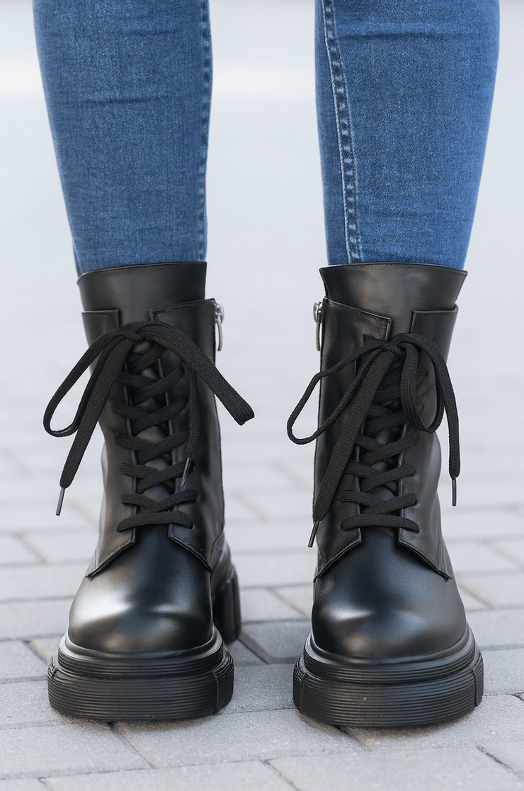 Bocanci Casual Dama din Piele Negre - FAWEGhete damaBigiottos Shoes