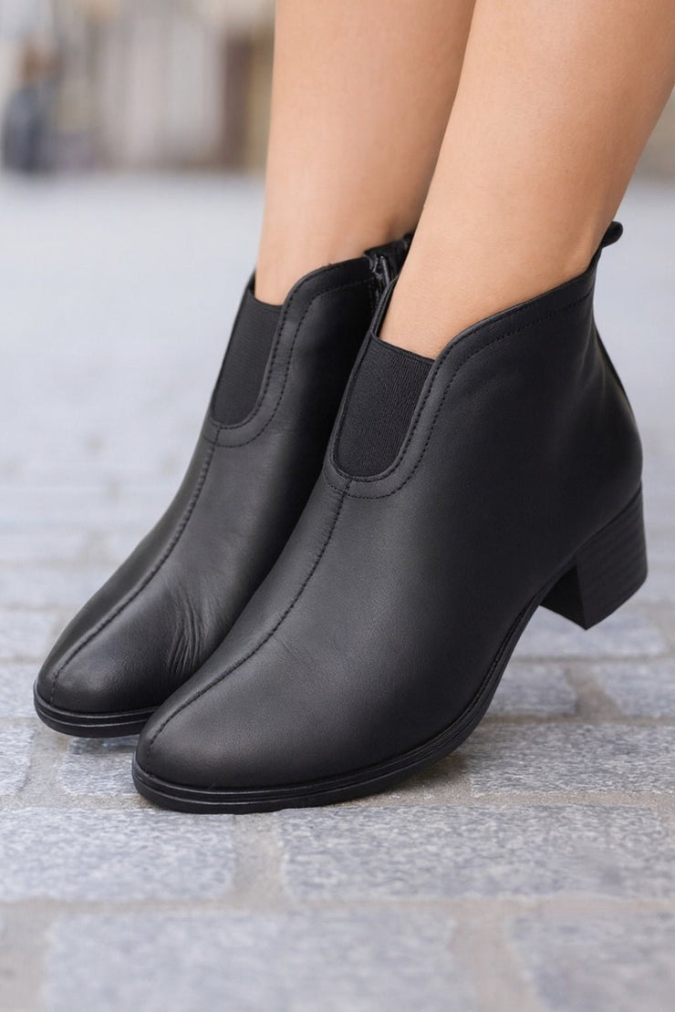 Botine Casual din Piele Box Negre cu Fermoar - OVEGhete damaBigiottos Shoes