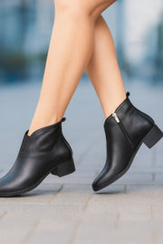 Botine Casual din Piele Box Negre cu Fermoar - OVEGhete damaBigiottos Shoes