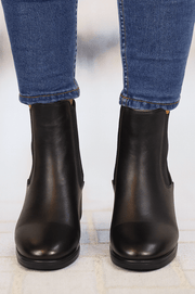 Botine Dama din Piele Negre cu Elastic - OROGhete damaBigiottos Shoes