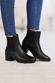 Botine Dama din Piele Negre cu Elastic - OROGhete damaBigiottos Shoes