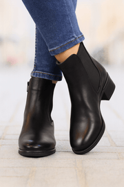 Botine Dama din Piele Negre cu Elastic - OROGhete damaBigiottos Shoes