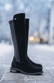 Cizme din Piele Intoarsa Neagra si Strech - NYZGhete damaBigiottos Shoes