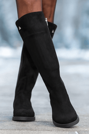 Cizme din Piele Intoarsa Neagra si Strech - NYZCizme damaBigiottos Shoes