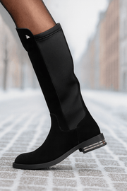 Cizme din Piele Intoarsa Neagra si Strech - NYZCizme damaBigiottos Shoes