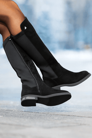 Cizme din Piele Intoarsa Neagra si Strech - NYZCizme damaBigiottos Shoes