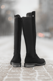 Cizme din Piele Intoarsa Neagra si Strech - NYZGhete damaBigiottos Shoes