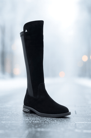 Cizme din Piele Intoarsa Neagra si Strech - NYZGhete damaBigiottos Shoes