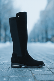 Cizme din Piele Intoarsa Neagra si Strech - NYZGhete damaBigiottos Shoes