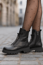 Gheata Casual Dama din Piele Negru cu Accesoriu - VELAGhete damaBigiottos Shoes