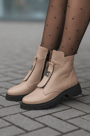 Gheata Casual Dama din Piele Taupe cu Accesoriu - VERAGhete damaBigiottos Shoes