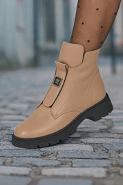 Gheata Casual Dama din Piele Taupe cu Accesoriu - VERAGhete damaBigiottos Shoes