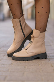 Gheata Casual Dama din Piele Taupe cu Accesoriu - VERAGhete damaBigiottos Shoes