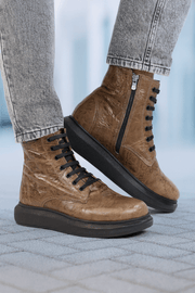 Ghete Casual Barbati din Piele cu Fermoar Maro - GABRIGhete BarbatiBigiottos Shoes