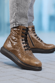 Ghete Casual Barbati din Piele cu Fermoar Maro - GABRIGhete BarbatiBigiottos Shoes