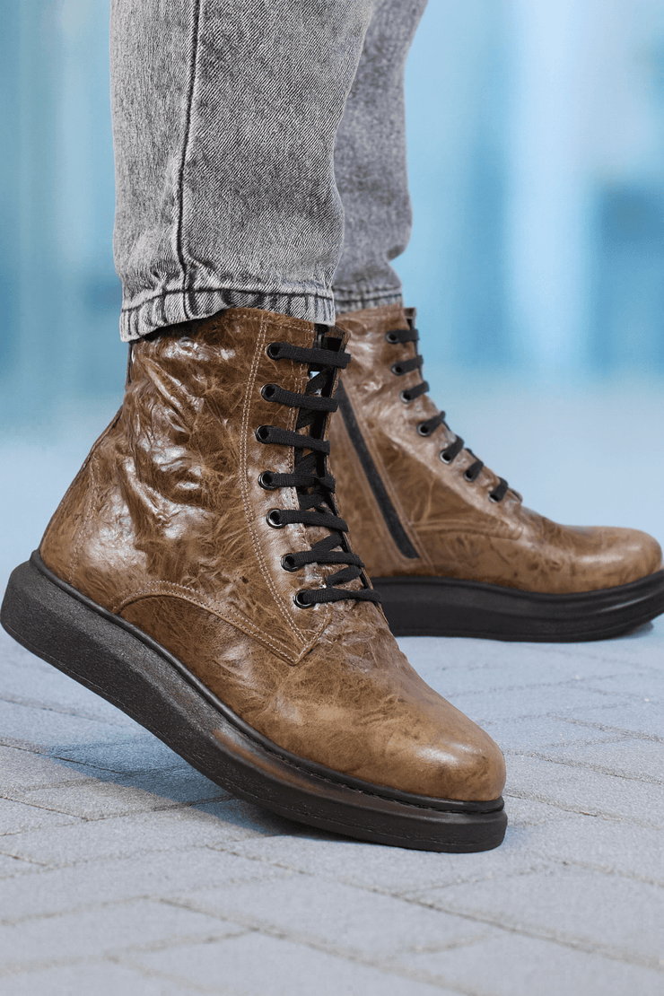 Ghete Casual Barbati din Piele cu Fermoar Maro - GABRIGhete BarbatiBigiottos Shoes