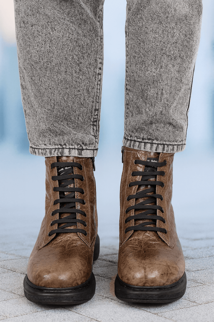 Ghete Casual Barbati din Piele cu Fermoar Maro - GABRIGhete BarbatiBigiottos Shoes