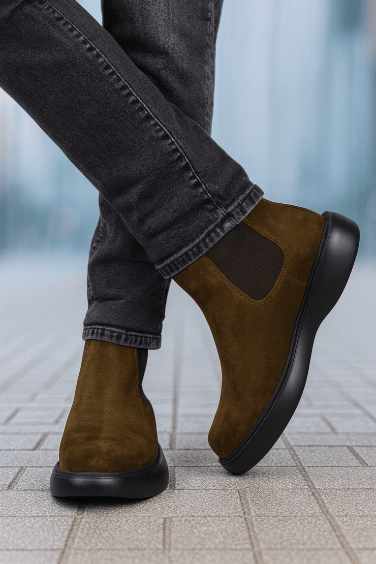 Ghete Casual Barbati din Piele Intoarsa Camel - KIROGhete barbatiBigiottos Shoes