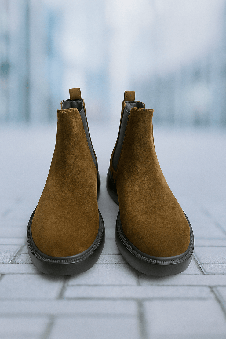 Ghete Casual Barbati din piele Intoarsa Camel - KIROGhete barbatiBigiottos Shoes