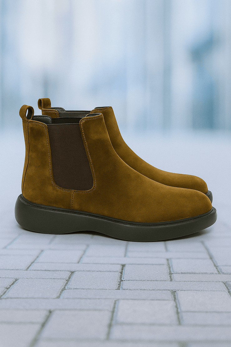 Ghete Casual Barbati din piele Intoarsa Camel - KIROGhete barbatiBigiottos Shoes