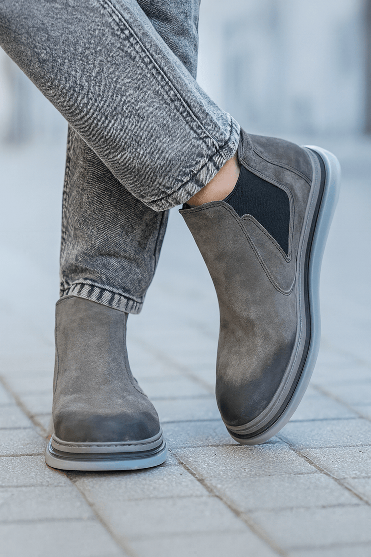 Ghete Casual Barbati din Piele Intoarsa Gri - ZENOGhete barbatiBigiottos Shoes