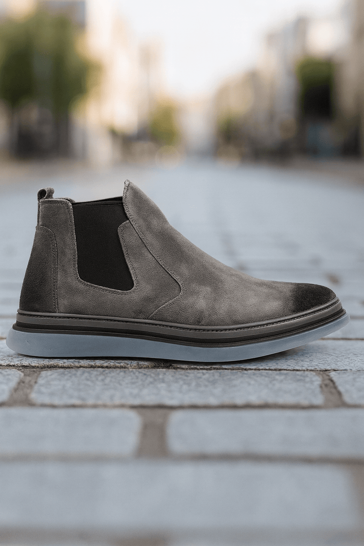 Ghete Casual Barbati din Piele Intoarsa Gri - ZENOGhete barbatiBigiottos Shoes