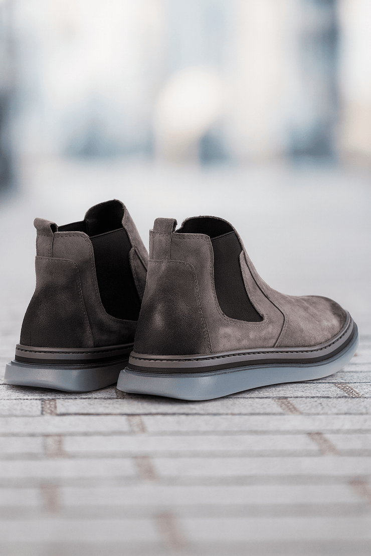 Ghete Casual Barbati din Piele Intoarsa Gri - ZENOGhete barbatiBigiottos Shoes