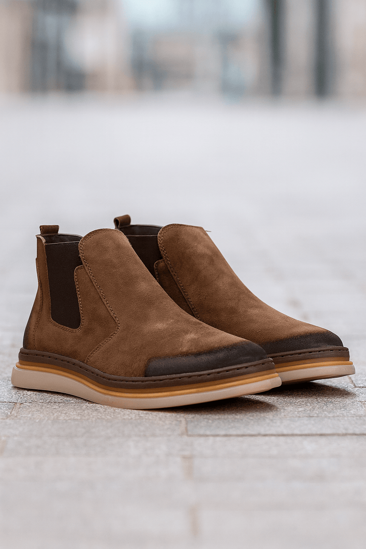 Ghete Casual Barbati din Piele Intoarsa Maro - ZANOGhete barbatiBigiottos Shoes