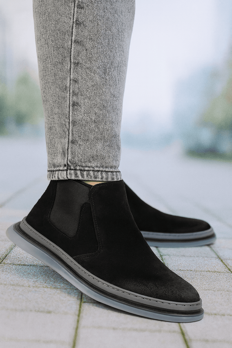 Ghete Casual Barbati din Piele Intoarsa Negre - ZINOGhete barbatiBigiottos Shoes