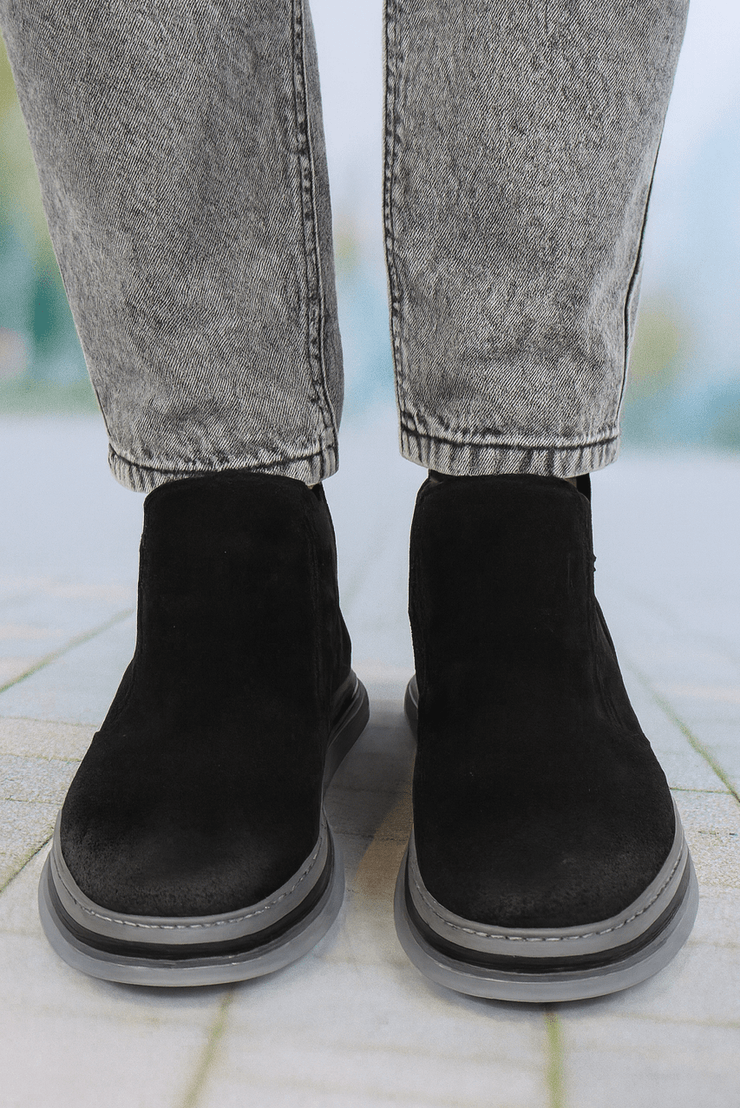 Ghete Casual Barbati din Piele Intoarsa Negre - ZINOGhete barbatiBigiottos Shoes