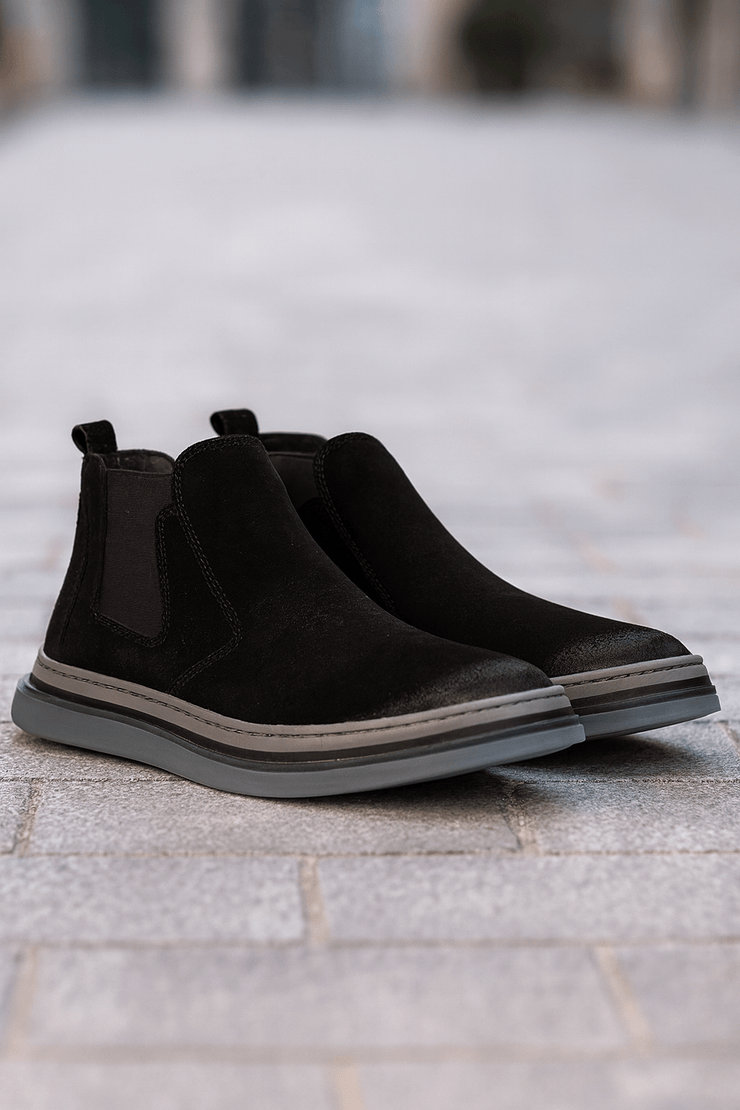 Ghete Casual Barbati din Piele Intoarsa Negre - ZINOGhete barbatiBigiottos Shoes