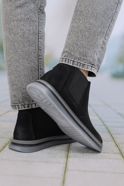 Ghete Casual Barbati din Piele Intoarsa Negre - ZINOGhete barbatiBigiottos Shoes