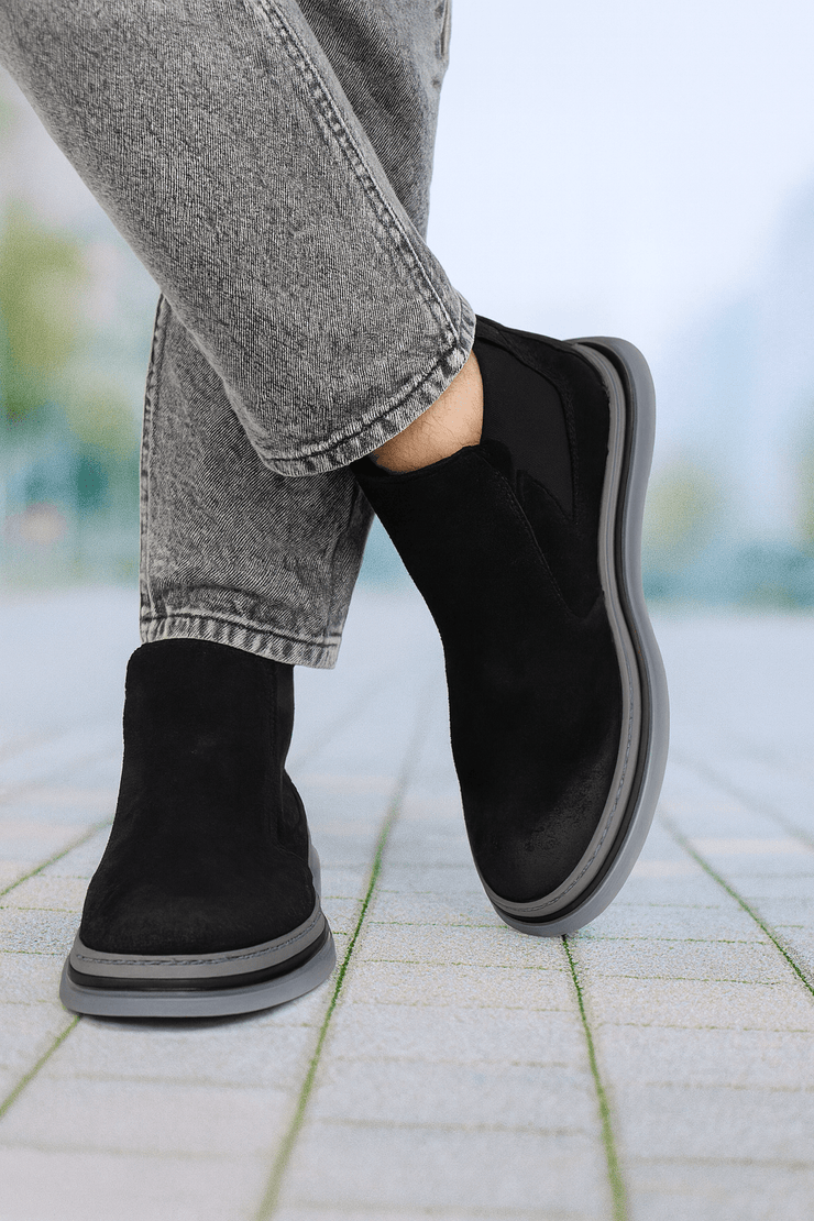 Ghete Casual Barbati din Piele Intoarsa Negre - ZINOGhete barbatiBigiottos Shoes