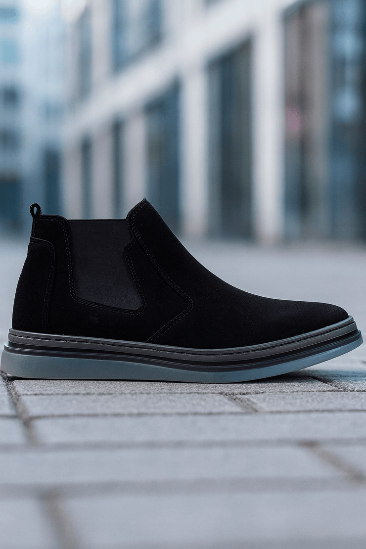 Ghete Casual Barbati din Piele Intoarsa Negre - ZINOGhete barbatiBigiottos Shoes