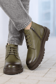 Ghete Casual Barbati din Piele Kaki cu Fermoar - GOZGhete barbatiBigiottos Shoes