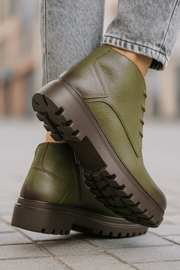 Ghete Casual Barbati din Piele Kaki cu Fermoar - GOZGhete barbatiBigiottos Shoes