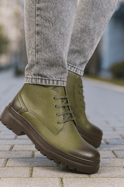 Ghete Casual Barbati din Piele Kaki cu Fermoar - GOZGhete barbatiBigiottos Shoes