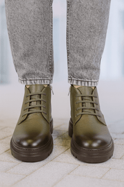 Ghete Casual Barbati din Piele Kaki cu Fermoar - GOZGhete barbatiBigiottos Shoes