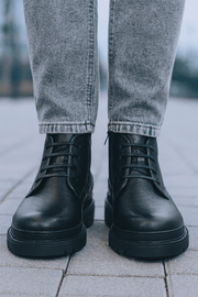 Ghete Casual Barbati din Piele Negre cu Fermoar - GOXGhete barbatiBigiottos Shoes