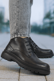 Ghete Casual Barbati din Piele Negre cu Fermoar - GOXGhete barbatiBigiottos Shoes