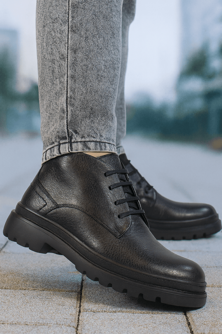 Ghete Casual Barbati din Piele Negre cu Fermoar - GOXGhete barbatiBigiottos Shoes