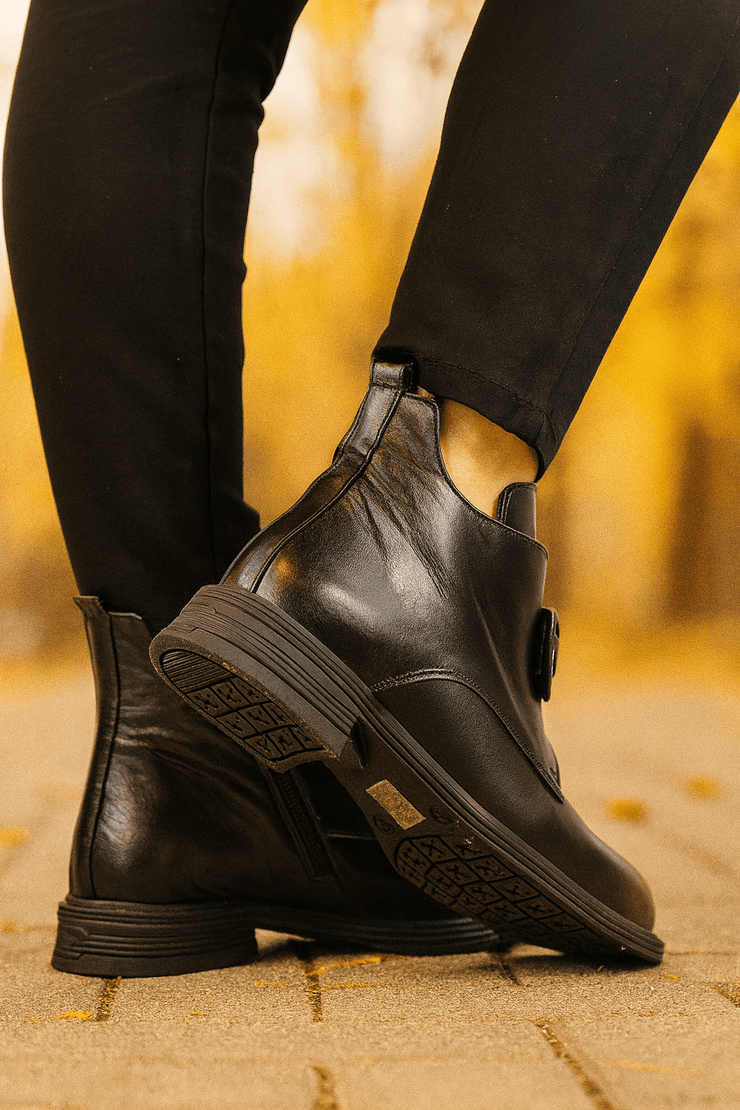 Ghete Casual Dama din Piele Bex Negre cu Accesoriu - FENEGhete damaBigiottos Shoes